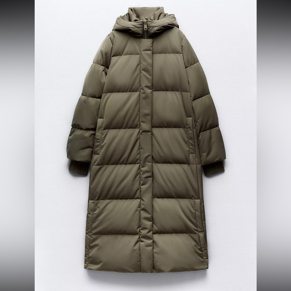 Zara Olive Green Puffer Coat
